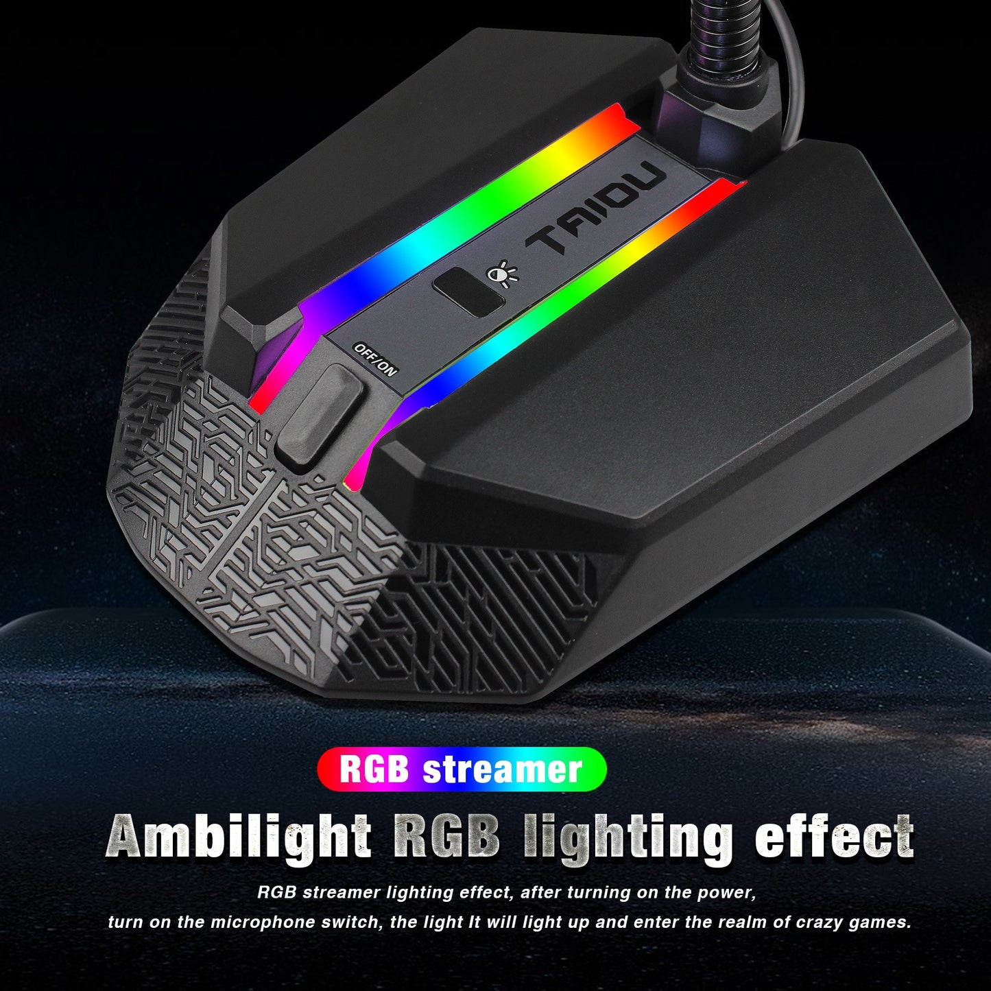 Desktop RGB Luminous Condenser Microphone for Gaming