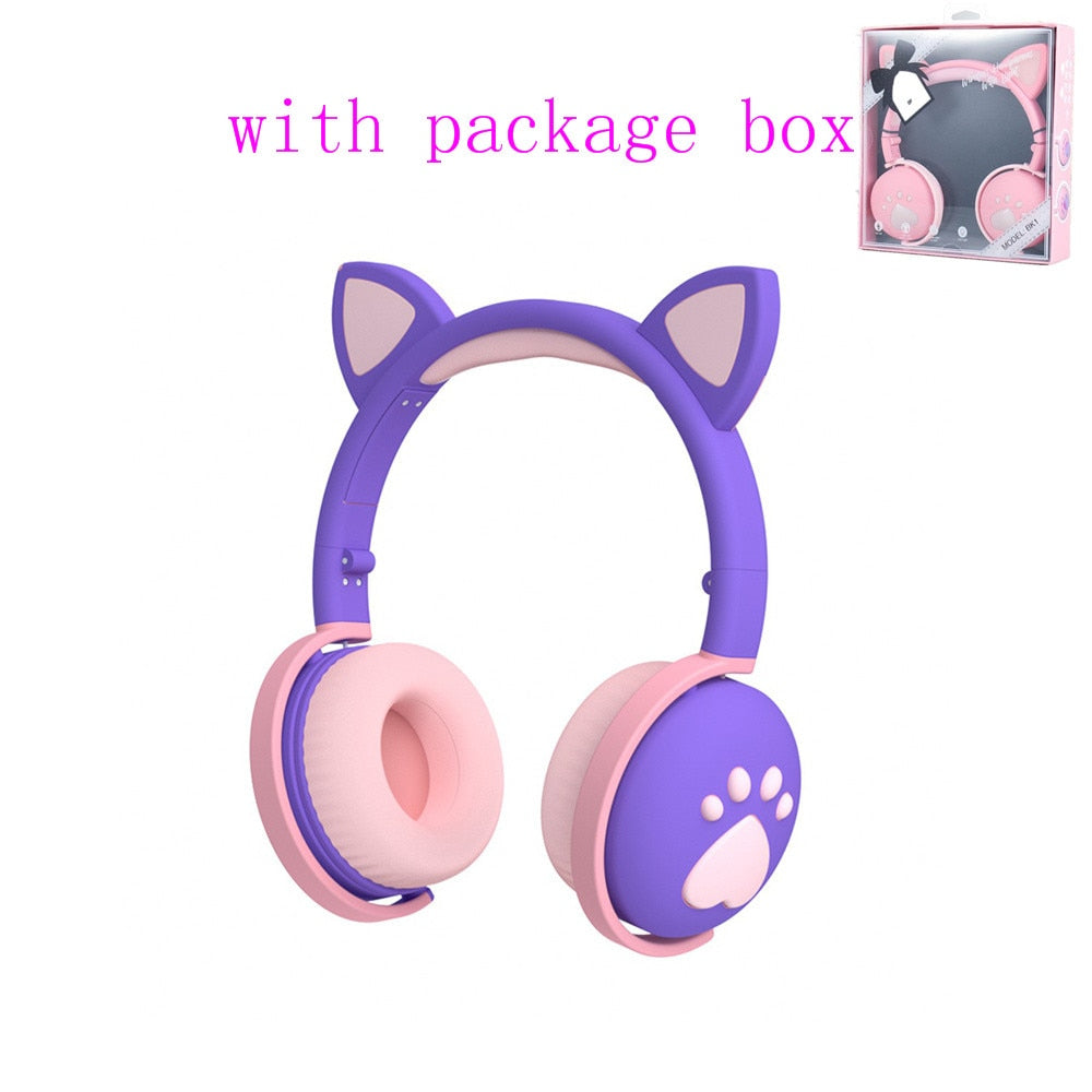 Bluetooth Headphones with LED Cat Ears