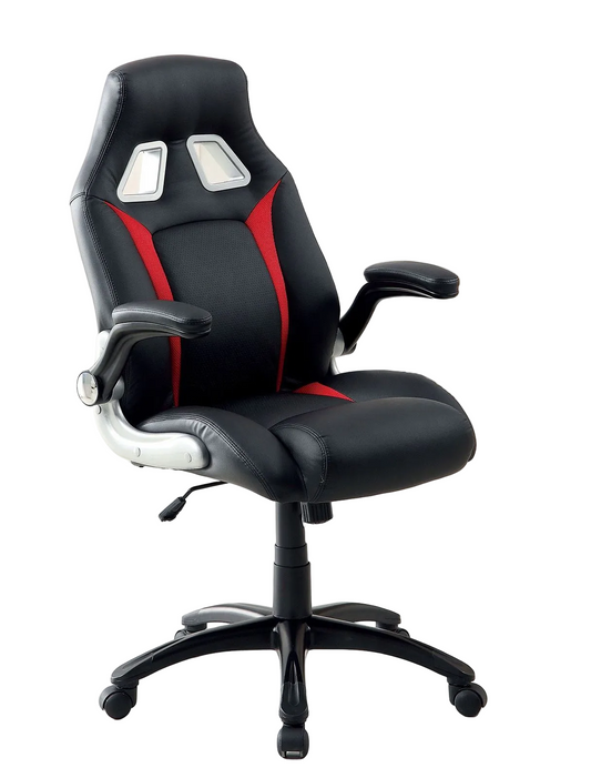 Stylish Adjustable Gaming Office Chair with Padded Armrests in Black and Red