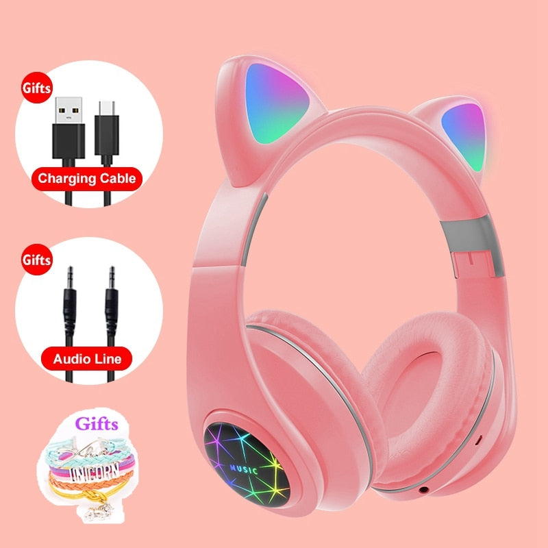 RGB Cat Ear Headphones - Bluetooth 5.0 & Noise Cancelling