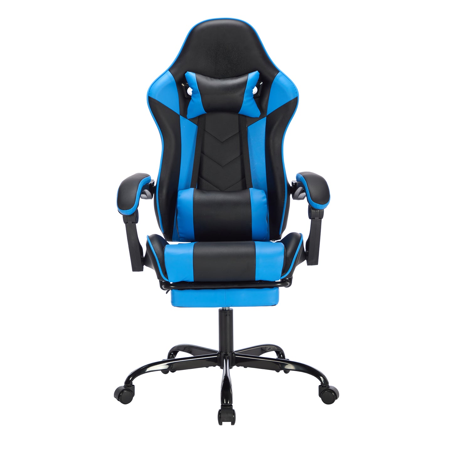 Ergonomic Gaming Chair With Lumbar Support And Footrest For Adults Black Blue