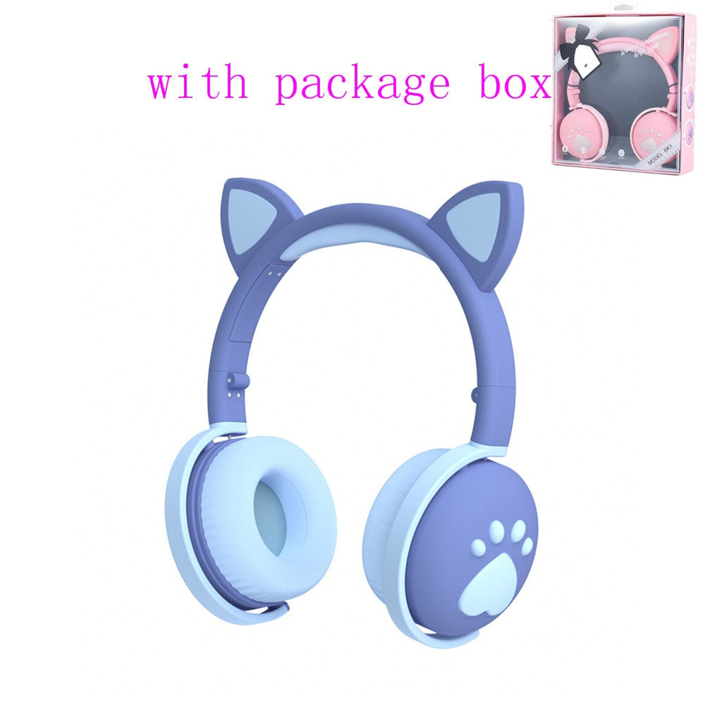Bluetooth Headphones with LED Cat Ears
