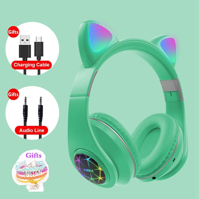 RGB Cat Ear Headphones - Bluetooth 5.0 & Noise Cancelling