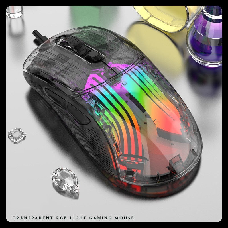 Luminous Wireless See Through Transparent Bluetooth RGB Gaming Mouse