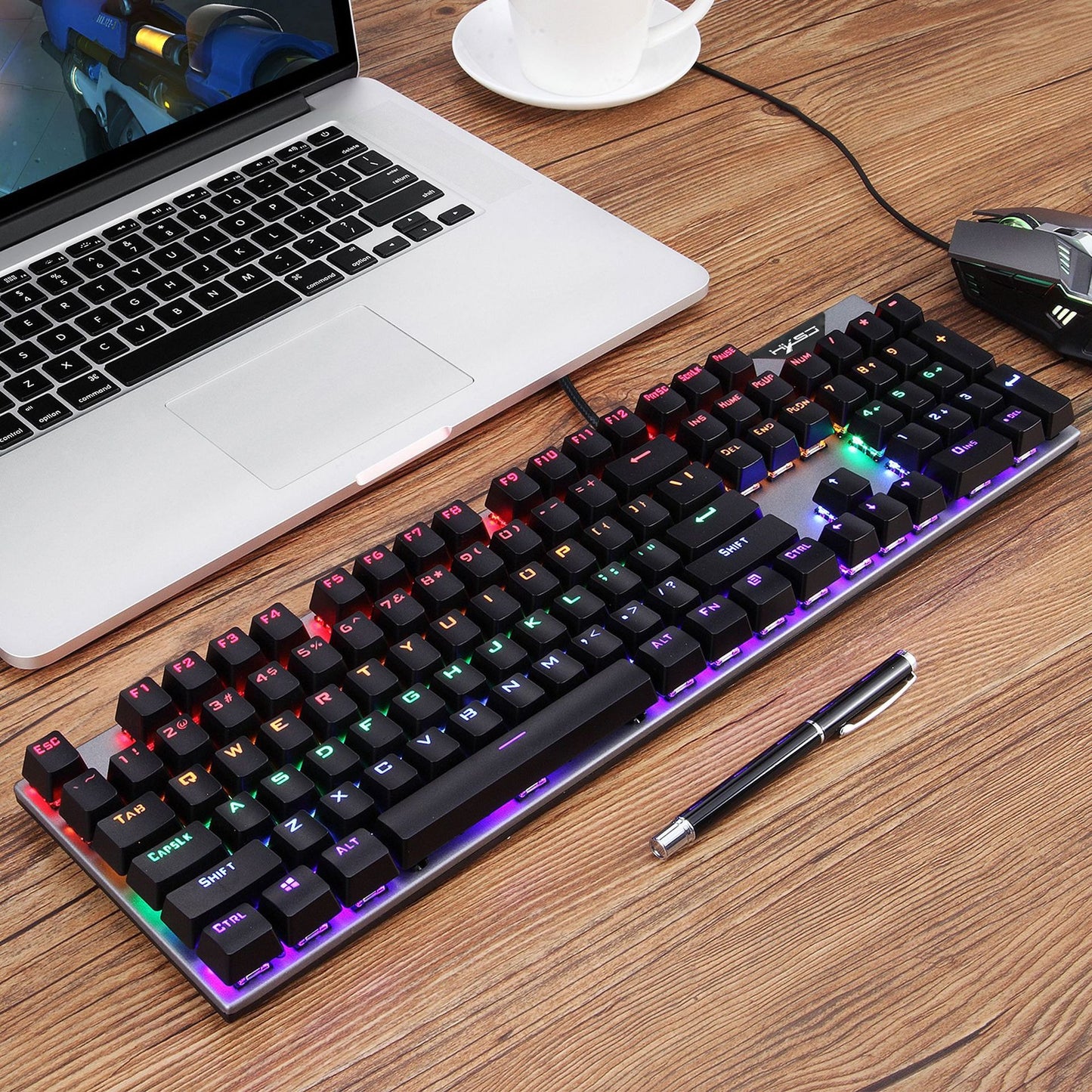 Mechanical RGB Gaming Keyboard Wired Blue Switch 104-Key Keyboard