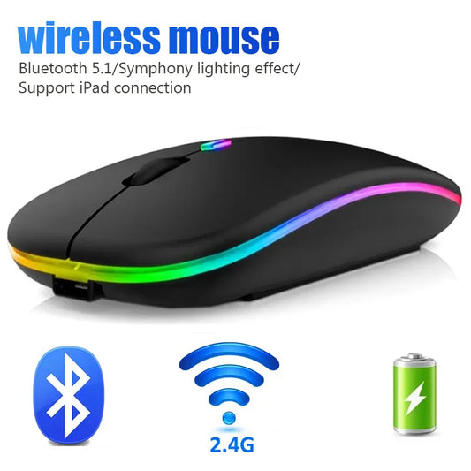 Wireless Bluetooth RGB Rechargeable Ergonomic Gaming Mouse