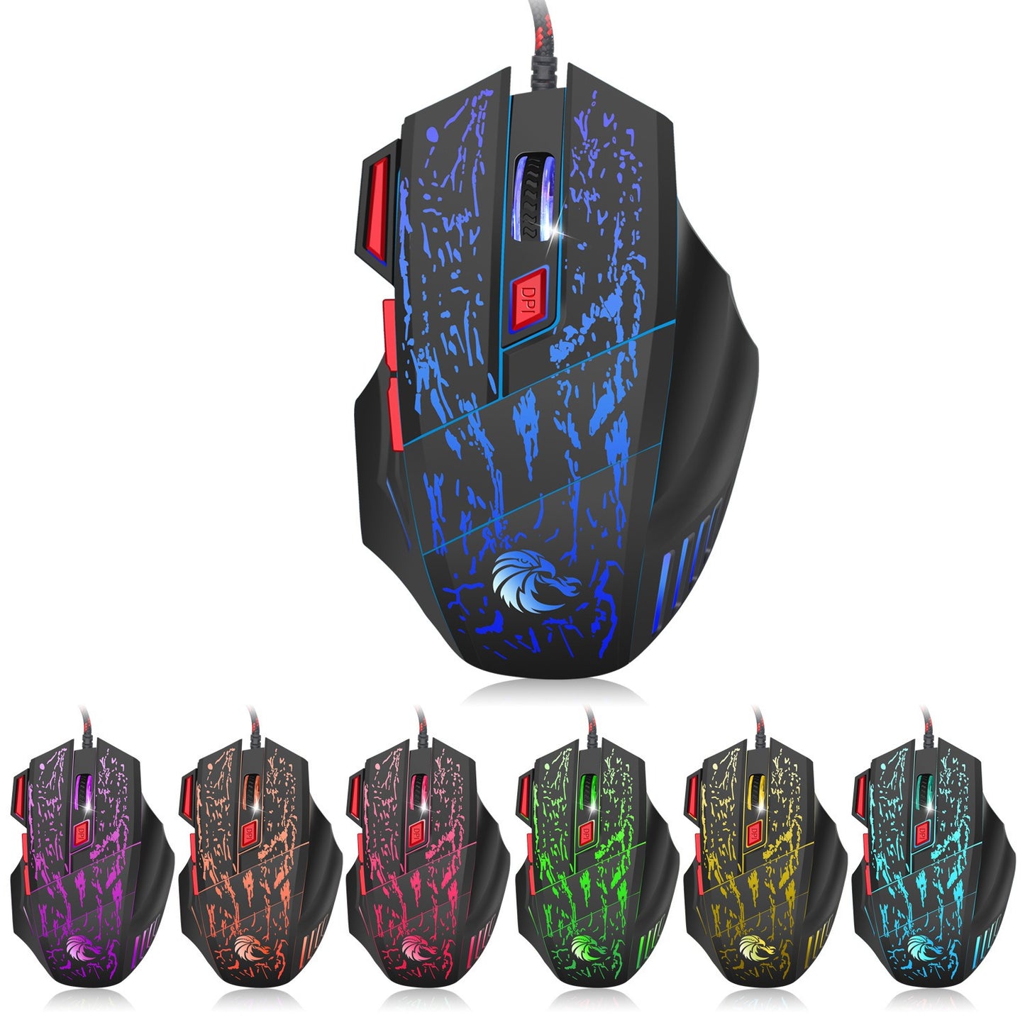 Flowing Crack Colorful Luminous Gaming Mouse