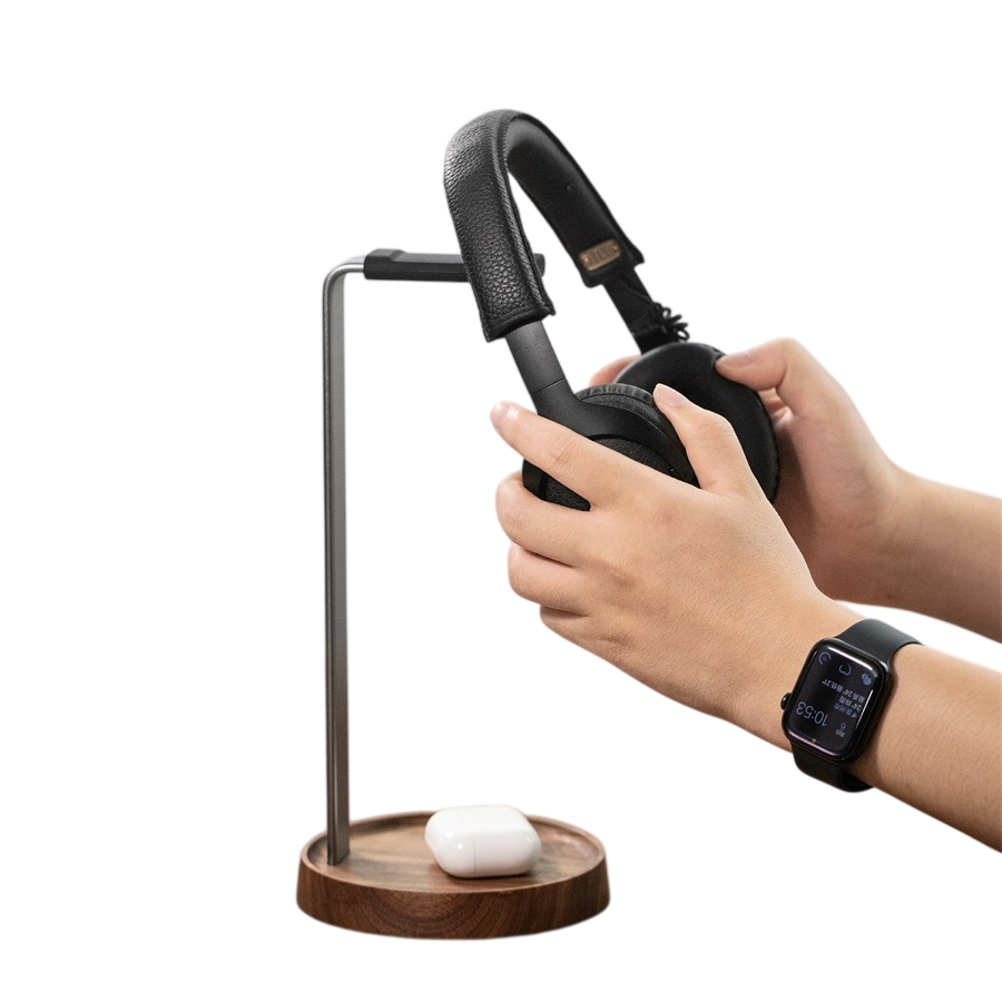 Premium Walnut Wood Headphone Stand