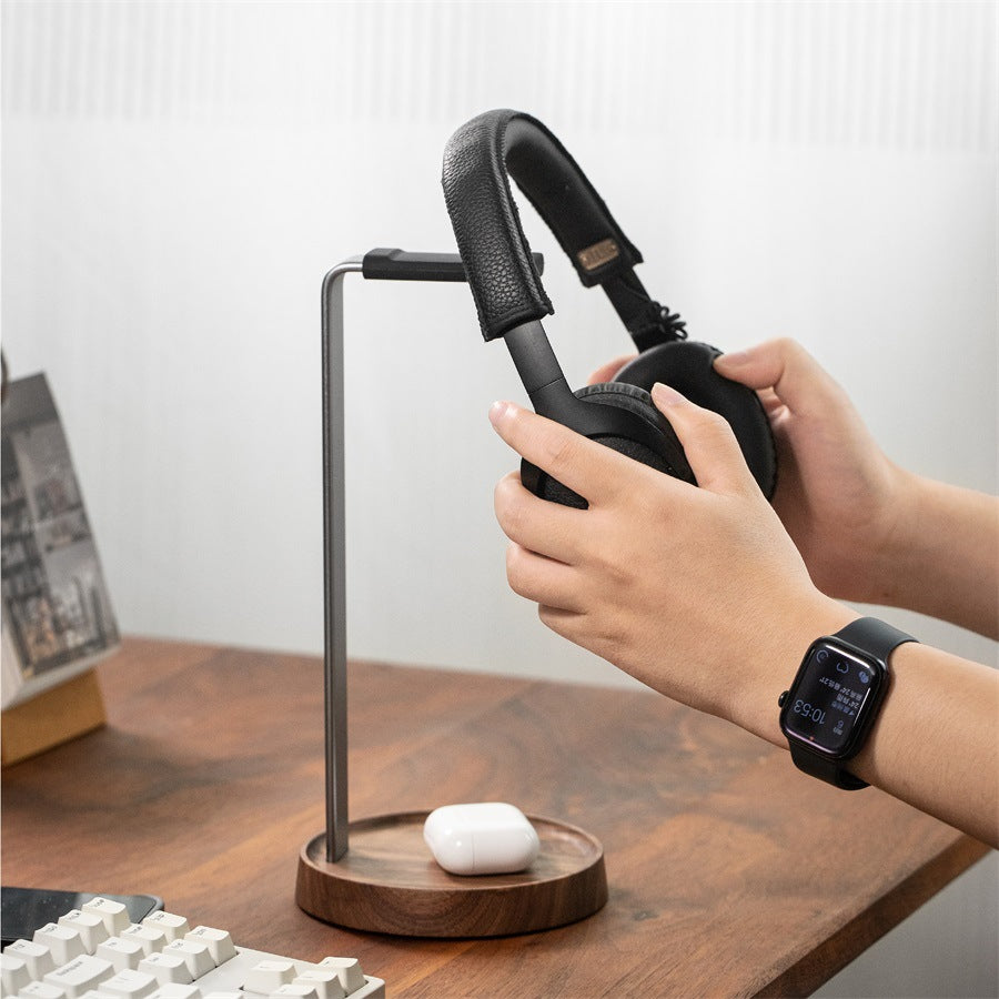 Premium Walnut Wood Headphone Stand