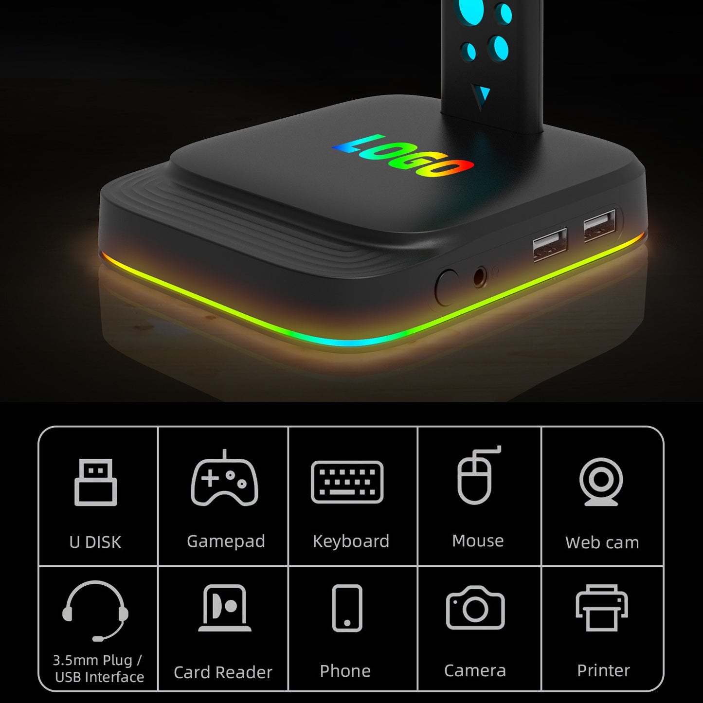 RGB Color Changing Esports Headphone Holder