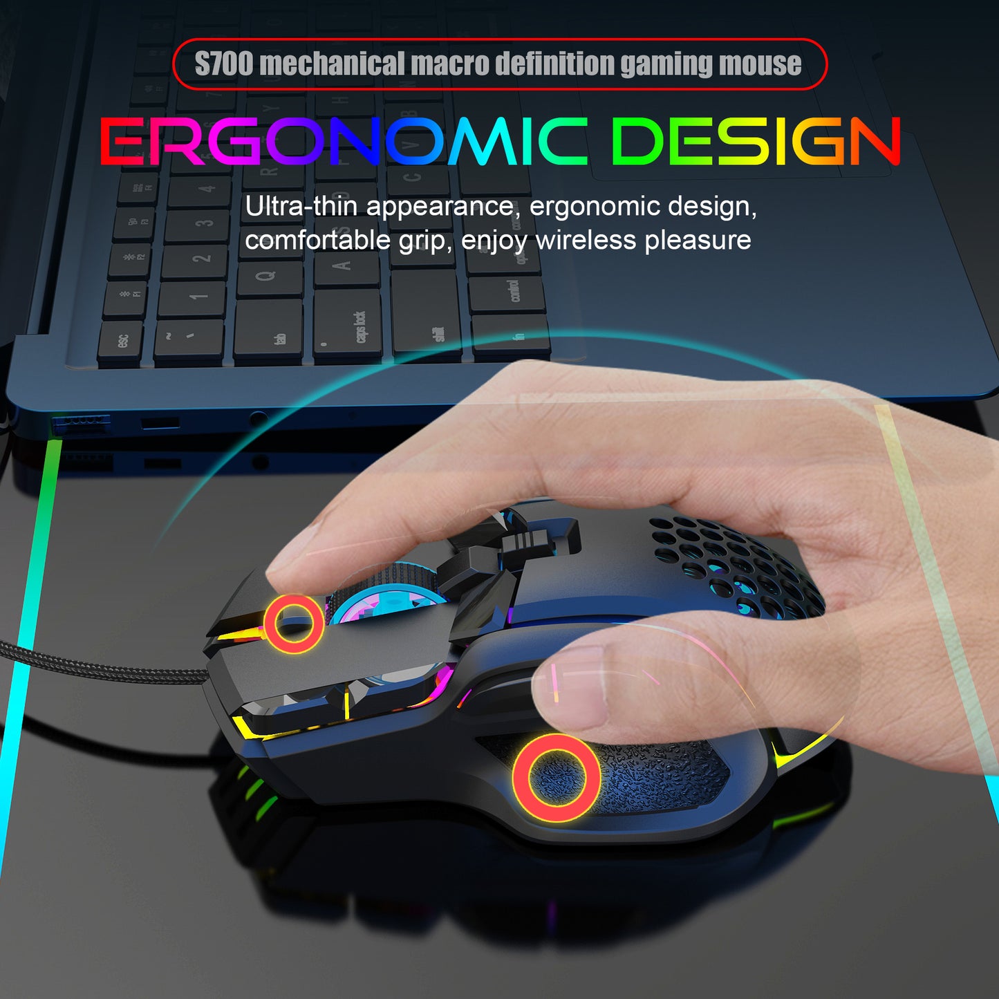 Programmable Gaming Mouse with RGB Lighting - 12800 DPI