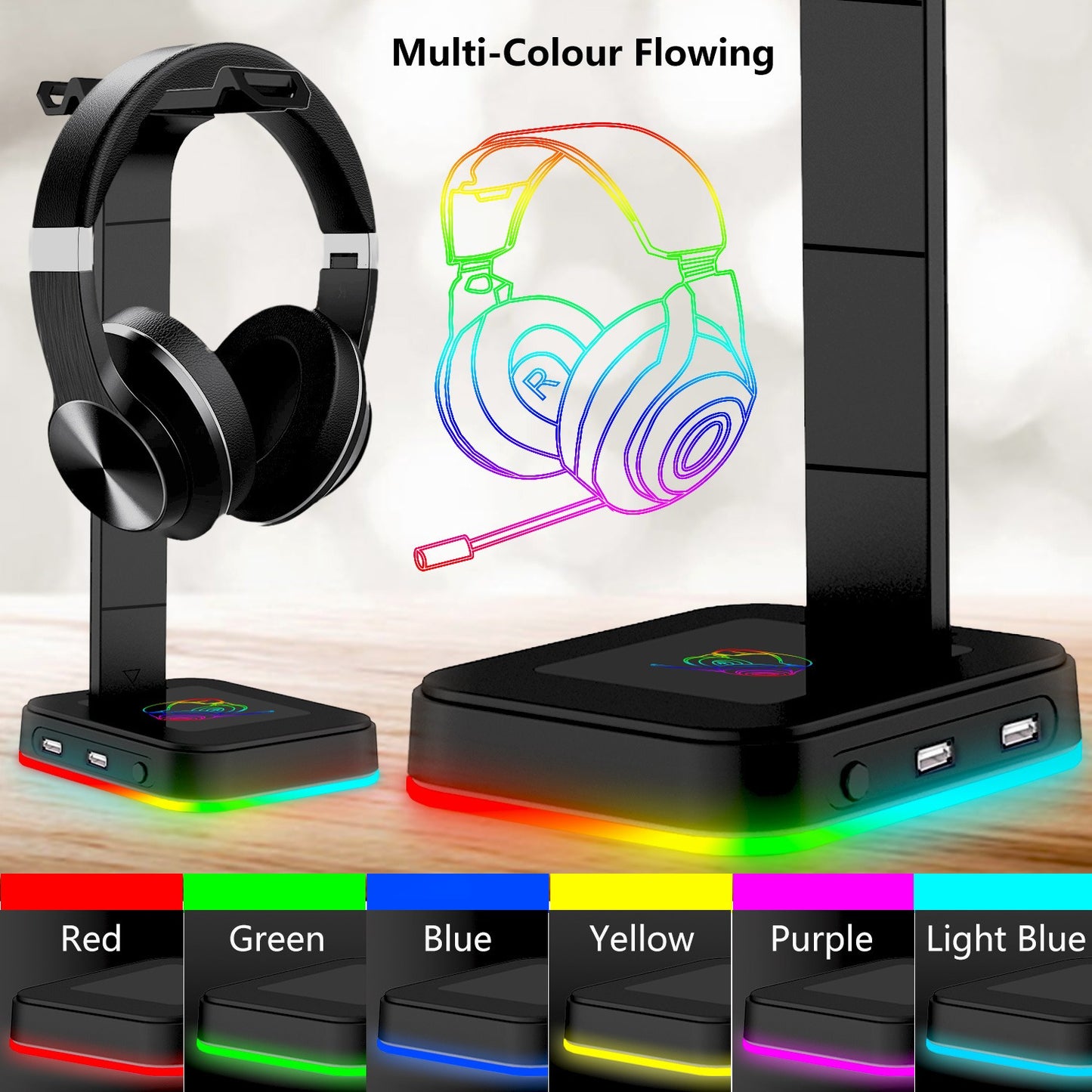 RGB Earphone Holder - Luminous E-Sports Headphone Stand