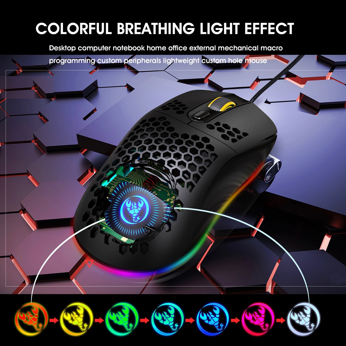 Hollow Hole Mouse RGB Gaming Luminous Computer Office Mouse
