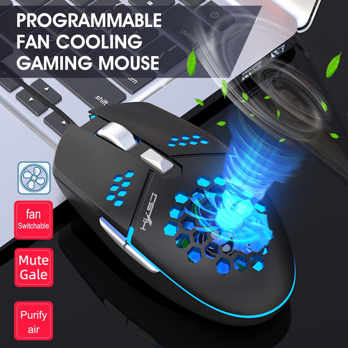 Fan Macro Gaming Mouse - 8000DPI Adjustable