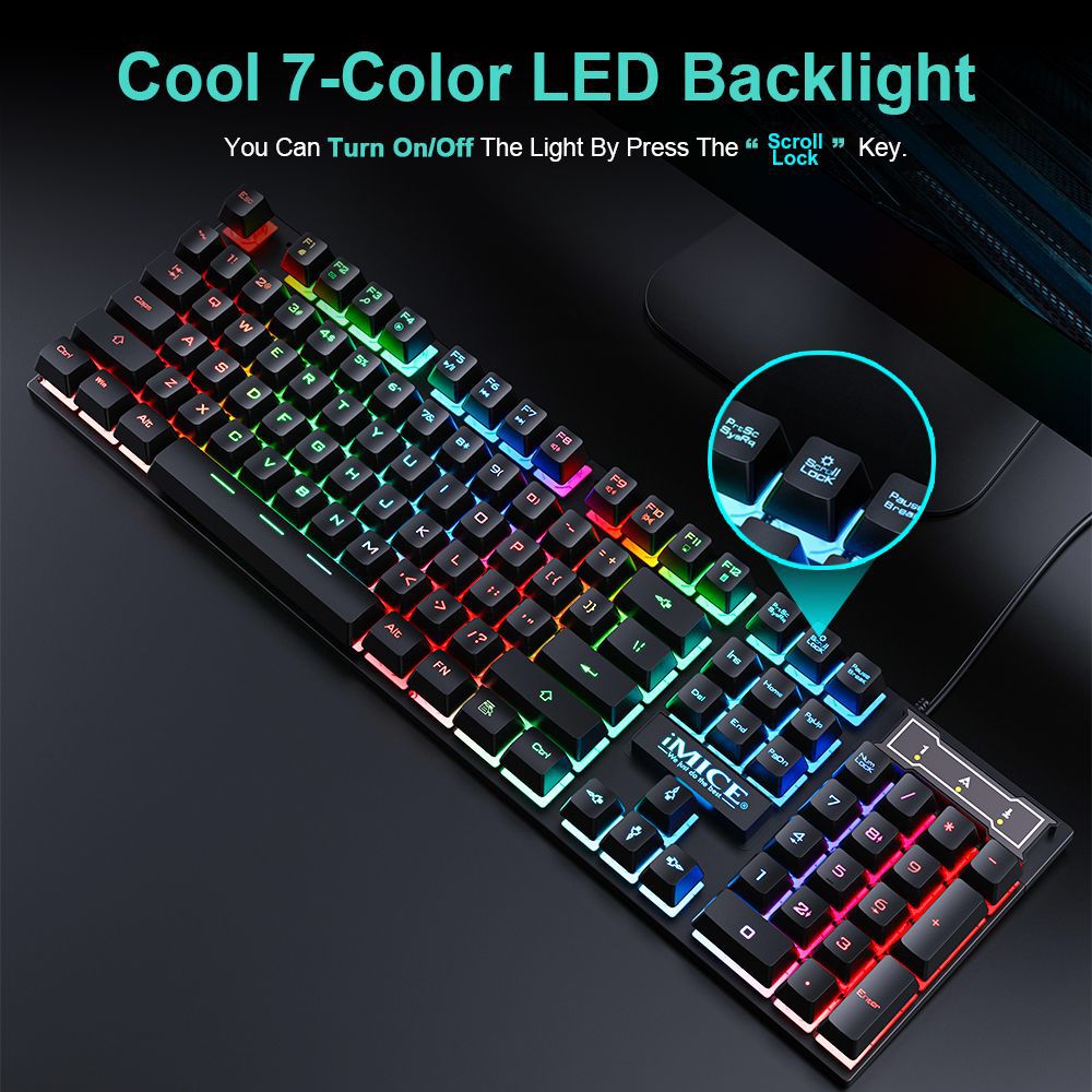 Wired Gaming Keyboard  and Mouse Set - Rainbow Backlit
