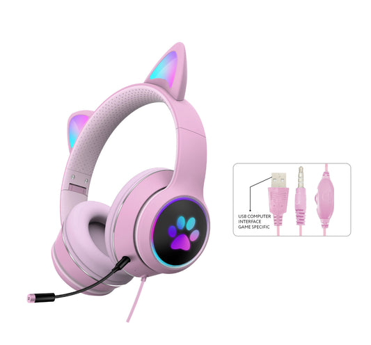 RGB Luminous Cat Ear Wired Headset - Perfect for Gaming & Learning