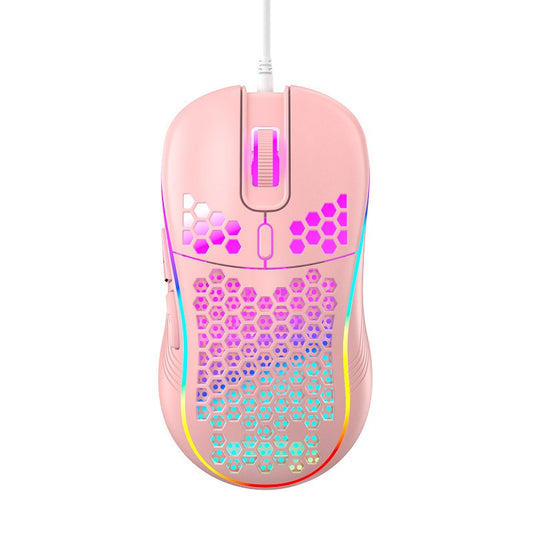 Wired Mesh Gaming Mouse with Glowing Lights