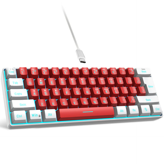 61-Key Keyboard with Split Lines, Mini Minimalist Keyboard, Compact Dual Color RGB Luminous Film Keyboard