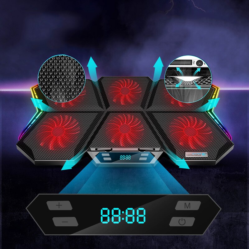 Gaming Laptop Cooler with RGB Lighting and USB Ports