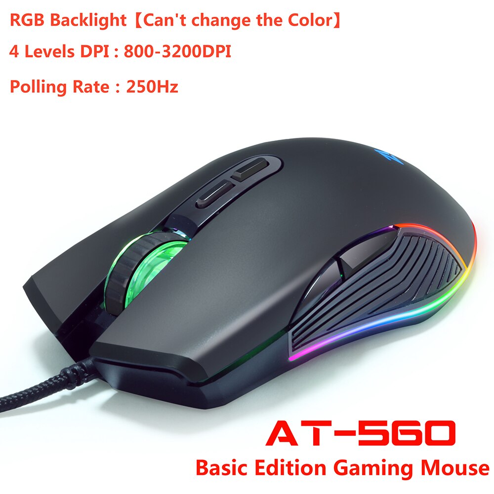 Professional RGB Backlit Gaming Mouse - Wired Optical Sensor - 3200/7200 DPI