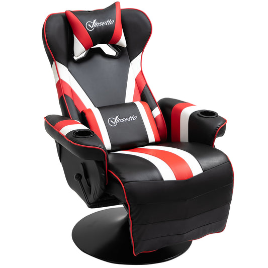Racing Style Gaming Chair With Lumbar Support Footrest Cup Holder Black Red