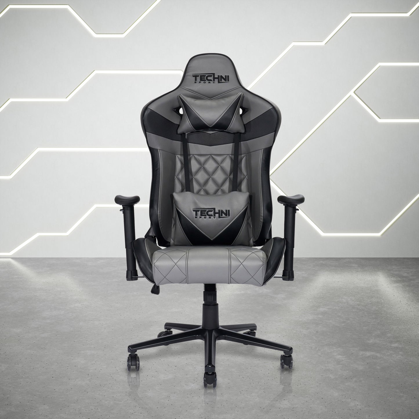 XL Gray Ergonomic Gaming Chair With PU Leather And Steel Base
