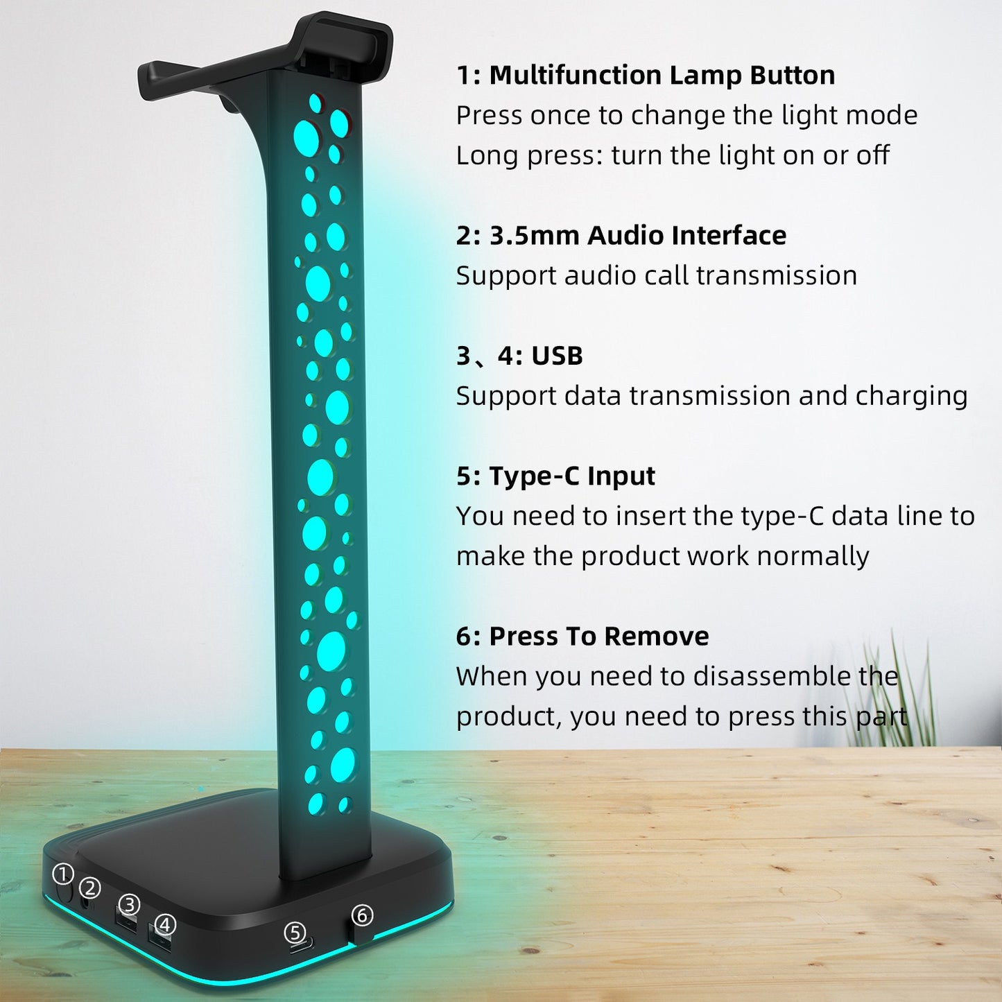 RGB Color Changing Esports Headphone Holder