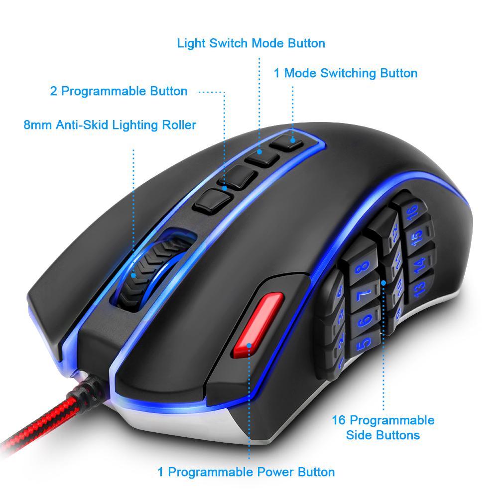 Ergonomic 16400 DPI Programmable USB Gaming Mouse