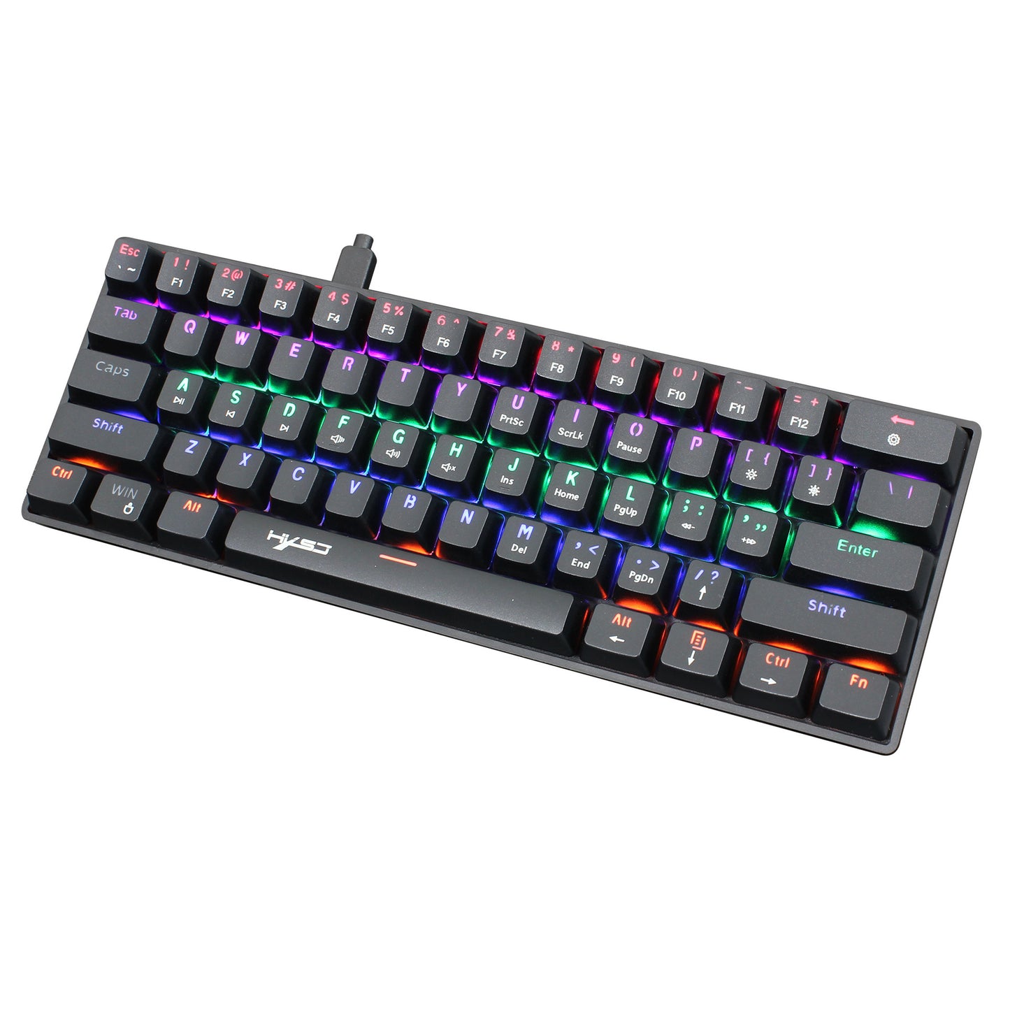 Mechanical 61 Wired RGB Keyboard with Blue Switches for Gaming and Office Use