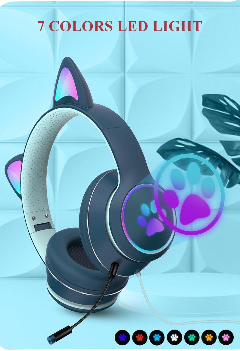 RGB Luminous Cat Ear Wired Headset - Perfect for Gaming & Learning