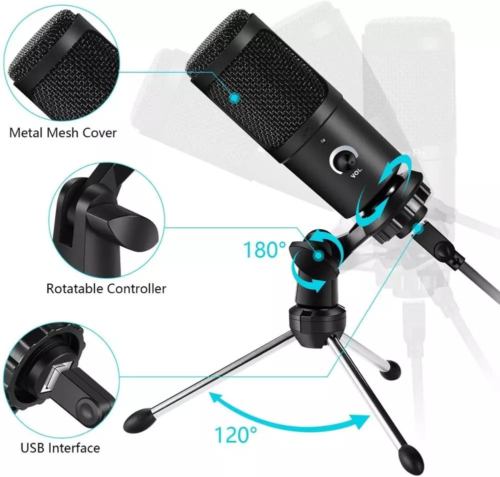 Professional USB Condenser Microphone for Gaming