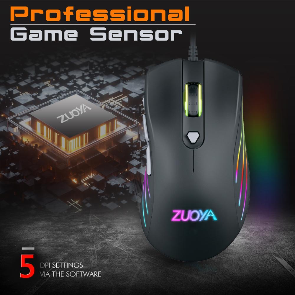 Professional RGB Backlit Gaming Mouse - Wired Optical Sensor - 3200/7200 DPI