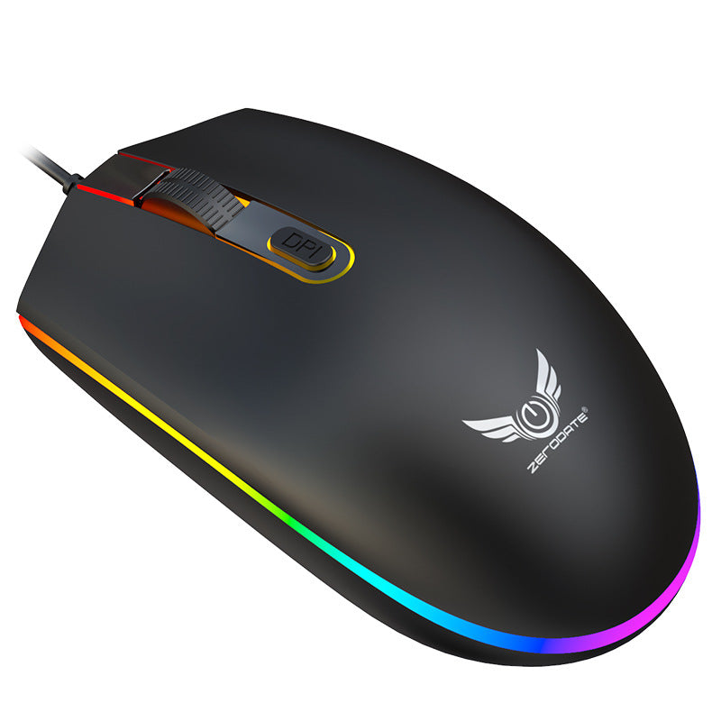 USB Illuminated Wired Mouse for E-Sports with Colorful RGB Scrolling Light