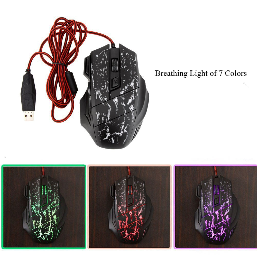 Cracked Design Gaming Mouse - Colorful Luminous 7D