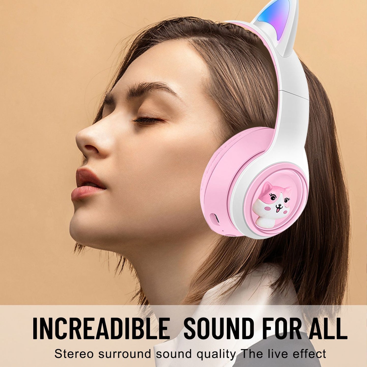 Luminous Cat's Ears Bluetooth Headset - Wireless Gaming Headset