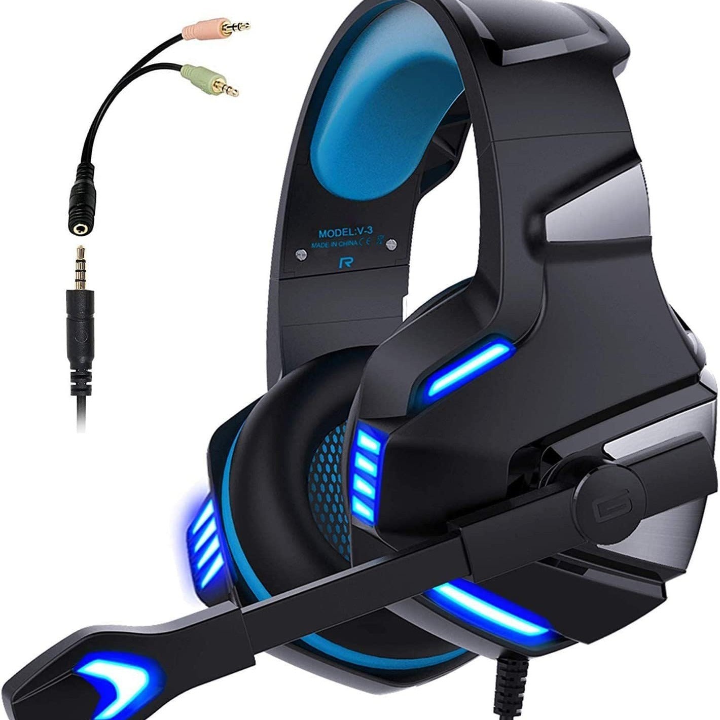 Head Mounted Gaming Headphones with RGB Lighting - Wired