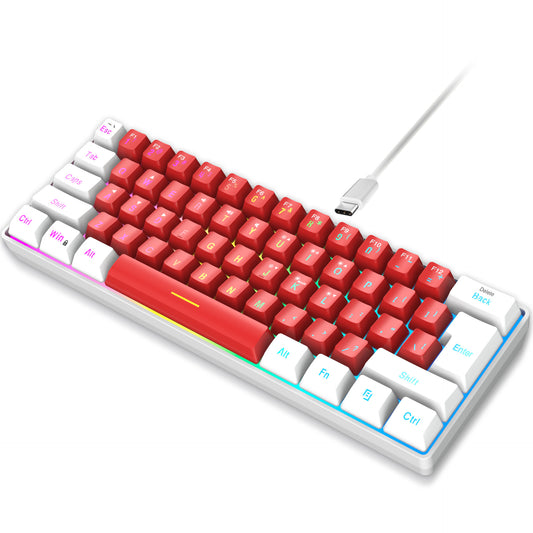 61-Key Keyboard with Split Lines, Mini Minimalist Keyboard, Compact Dual Color RGB Luminous Film Keyboard