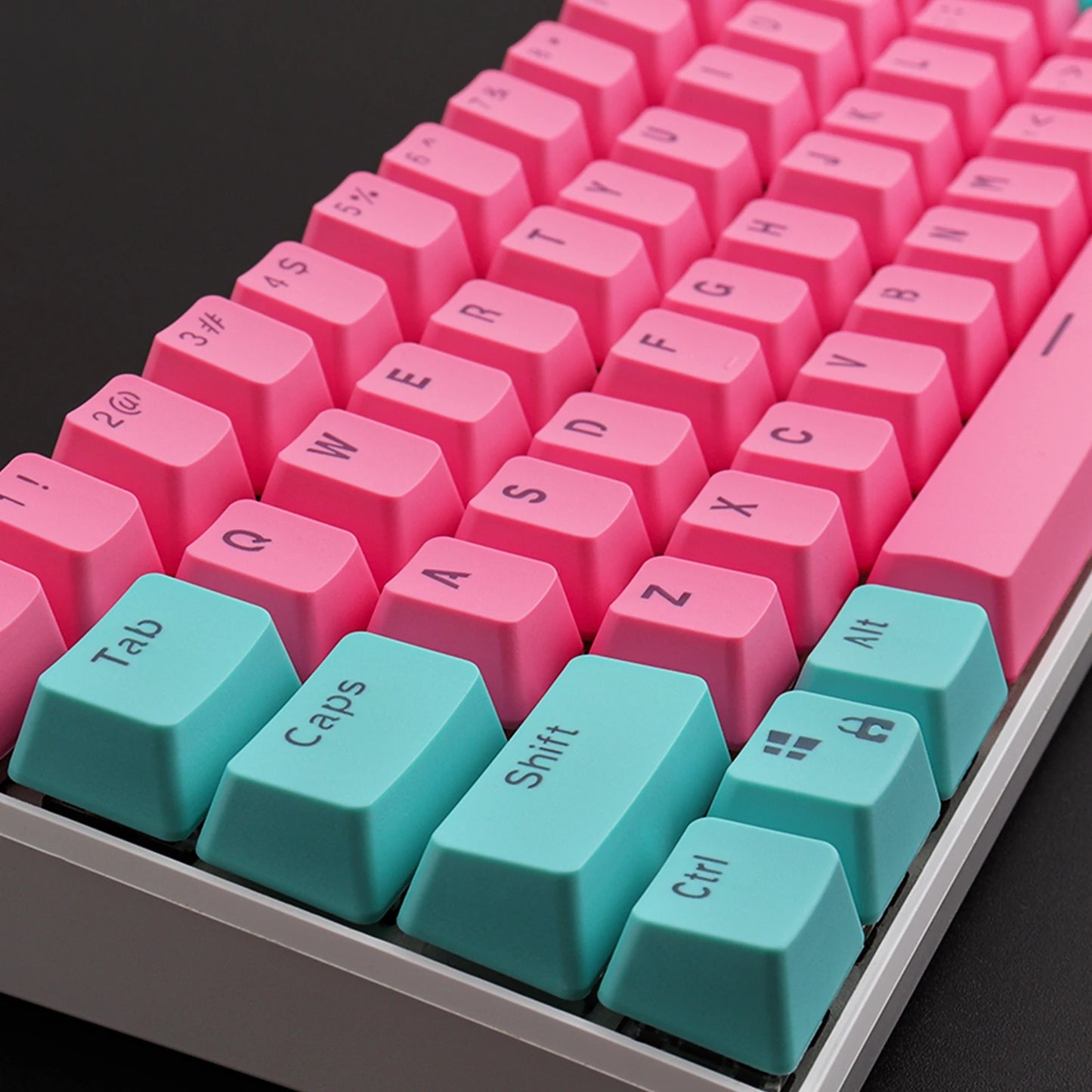 Cyan & Pink PBT Keycap Set for Mechanical Keyboards (Keycaps Only)