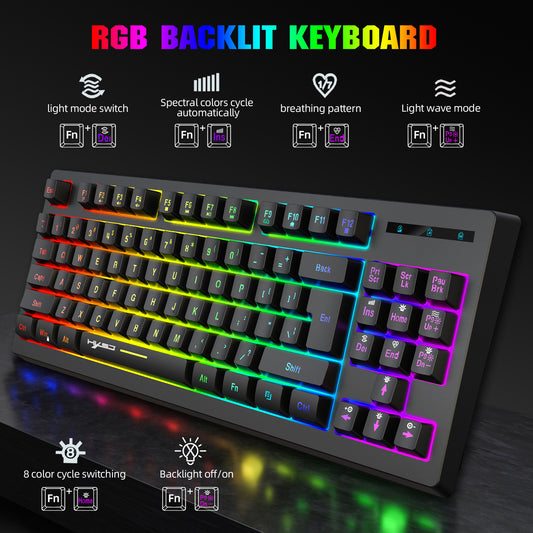 87-Key Wireless 2.4G Film Keyboard RGB Backlit Wireless Keyboard