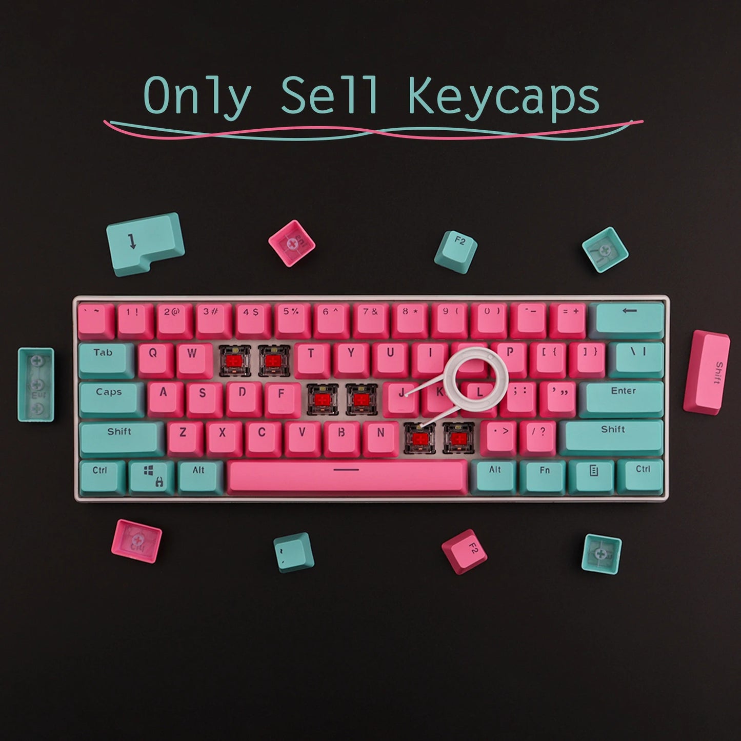 Cyan & Pink PBT Keycap Set for Mechanical Keyboards (Keycaps Only)