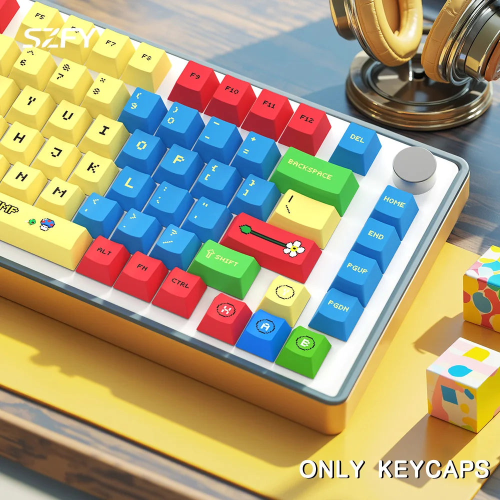 135 Key Anime Game Color Block PBT Keycaps Set Cherry Profile Gift