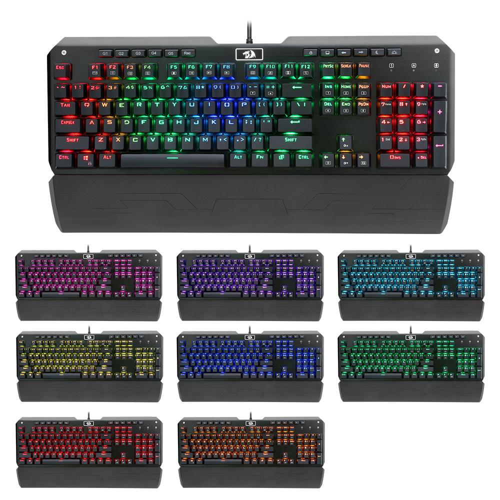 USB Powered Mechanical Gaming Keyboard - Ergonomic RGB LED Backlit Keys
