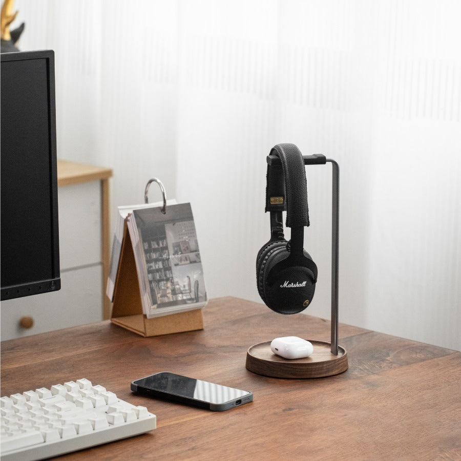 Premium Walnut Wood Headphone Stand