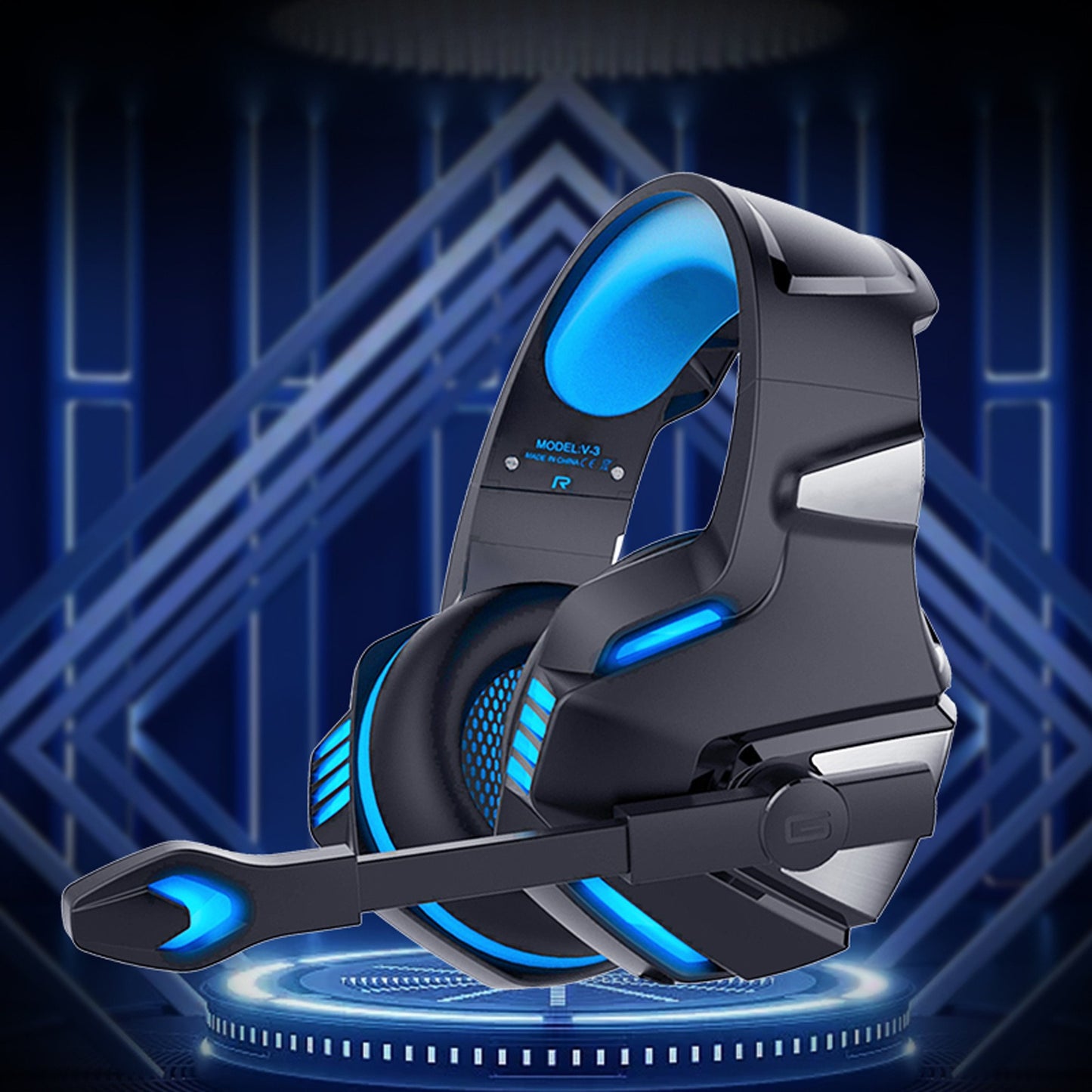 Head Mounted Gaming Headphones with RGB Lighting - Wired