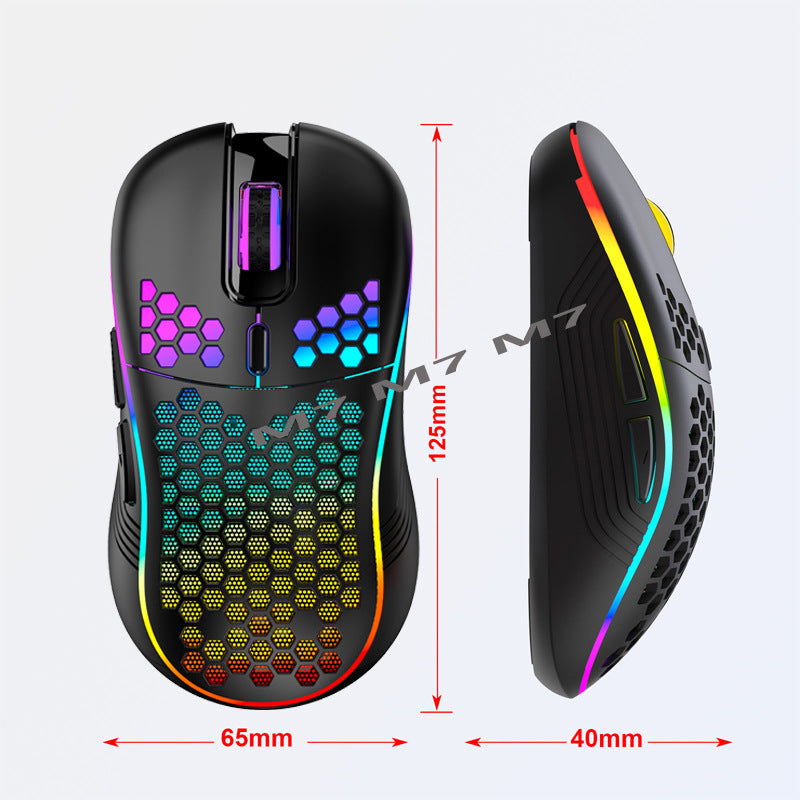 2.4G Wireless Mesh Mouse - Lightweight RGB Gaming Mouse