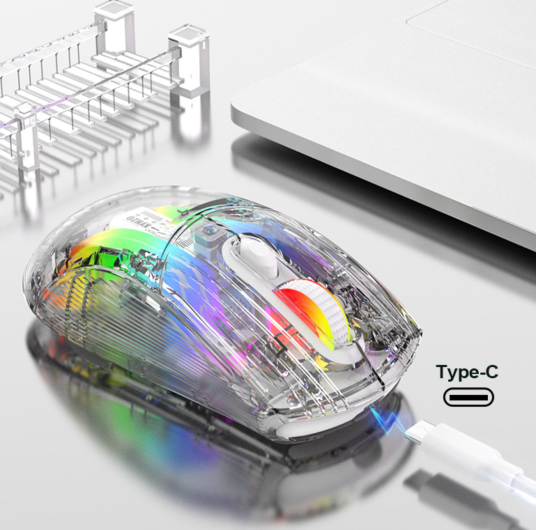 Luminous Wireless See Through Transparent Bluetooth RGB Gaming Mouse