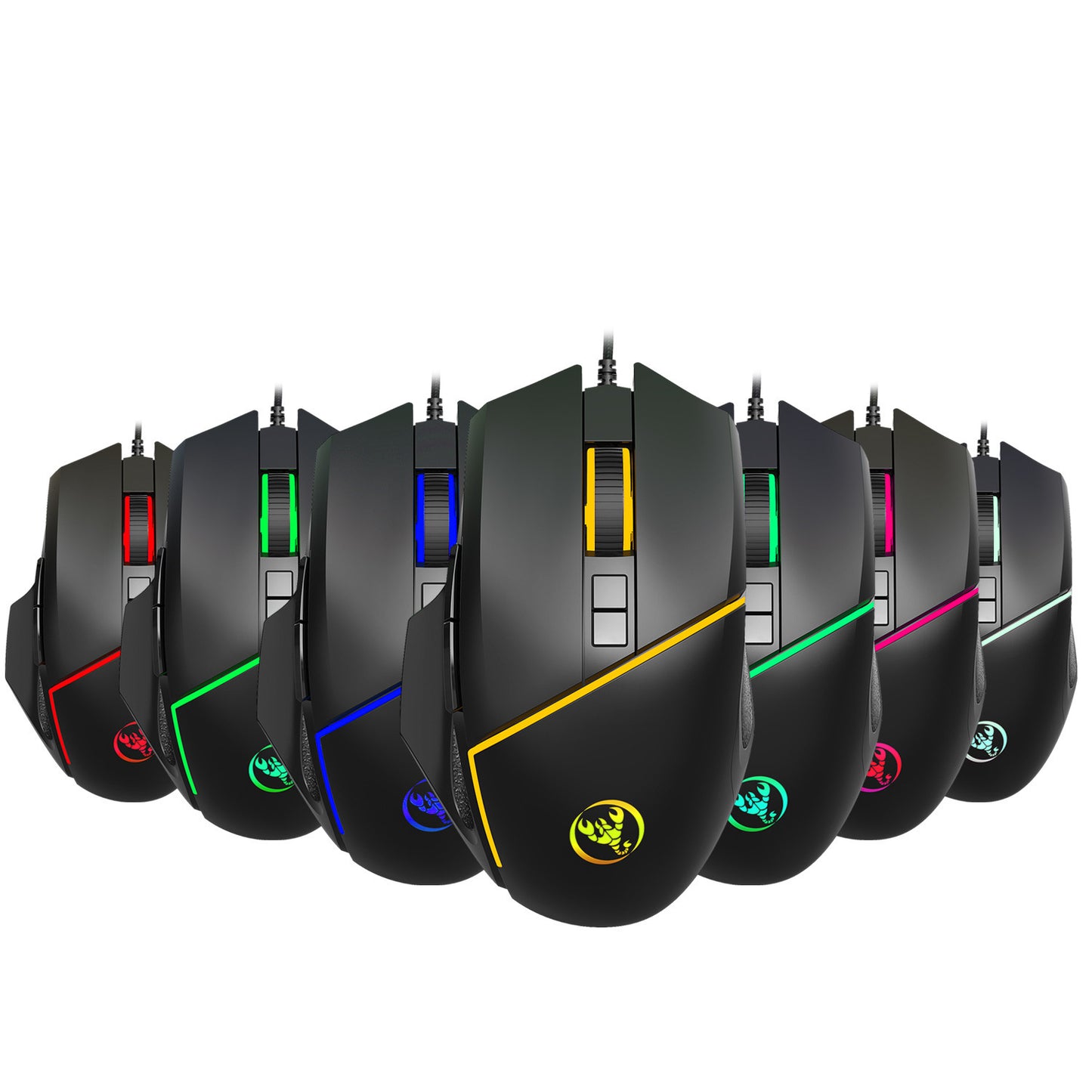 Wired Mouse with Colorful Lighting and Adjustable 6400DPI
