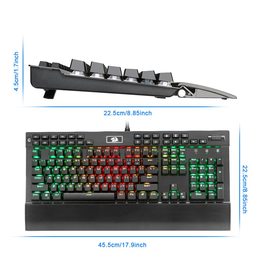 Professional Gaming Mechanical Keyboard with Full Color LED Backlit Keys in Metal Housing