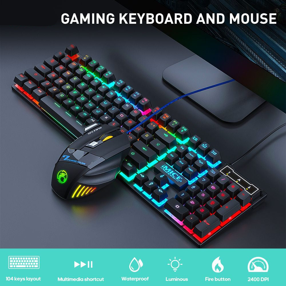 Wired Gaming Keyboard  and Mouse Set - Rainbow Backlit