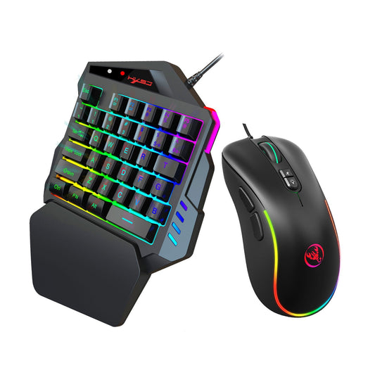 One-Handed RGB Illuminated Gaming Keyboard with Built-In Converter